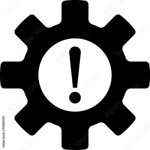 Process disruption icon in flat style. Cogwheel with warning sign symbol for your web site design, logo, app, icon Vector.