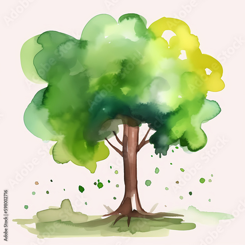 Tree Watercolor. Generative AI