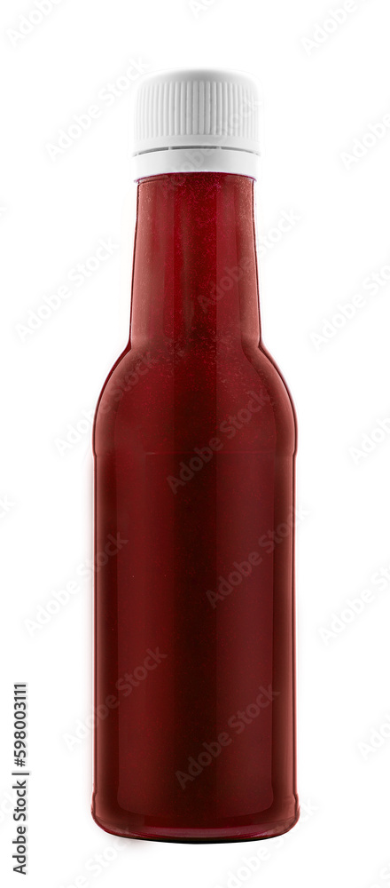Bottle of healthy red smoothie on white Bottle of healthy red smoothie on white