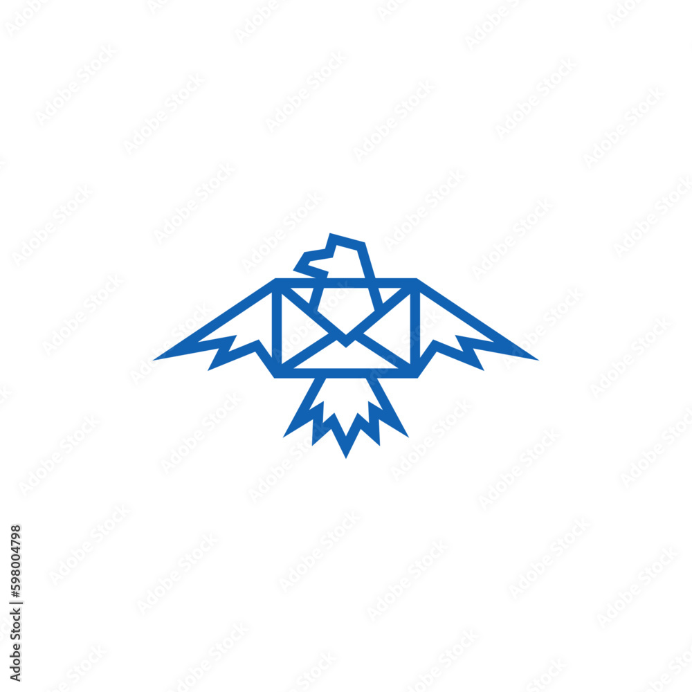 Eagle and mail envelope logo design combination.