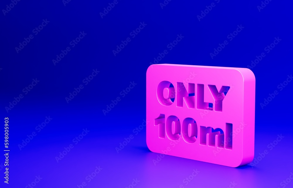Pink Liquids in carry-on baggage icon isolated on blue background. Airport rules. Minimalism concept. 3D render illustration Pink Liquids in carry-on baggage icon isolated on blue background. Airport rules. Minimalism concept. 3D render illustration