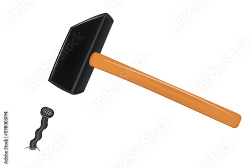 Hammer on a white background. Vector image. Generative AI