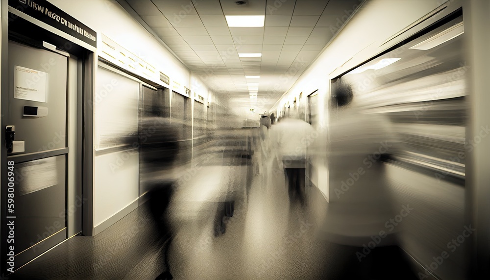 Obraz premium Blured motion in ER of hospital