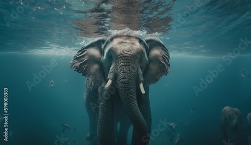 Elephant in water Ai generative