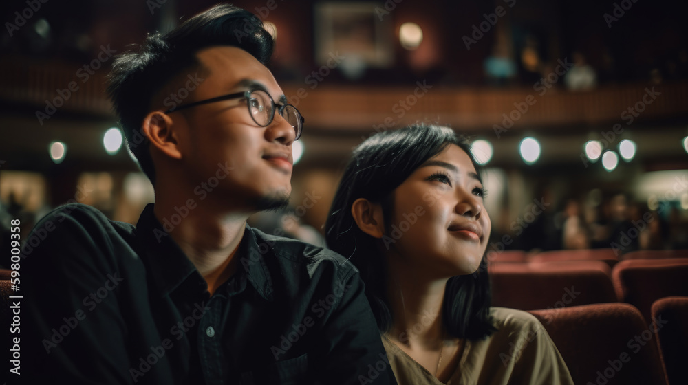 couple in night club, happy asian young malaysian couple, generative ai