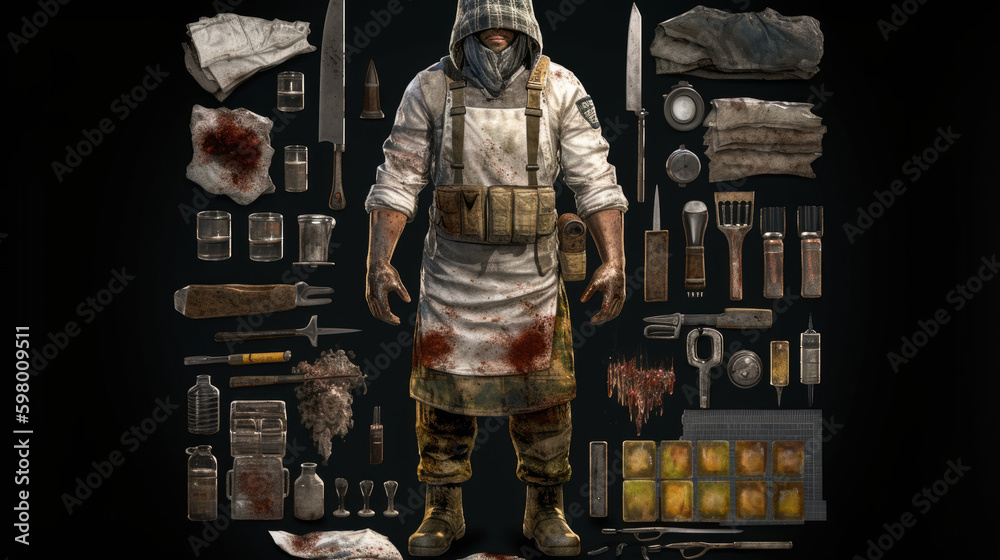 female mannequin dressed in a jacket, a serial killer wearing