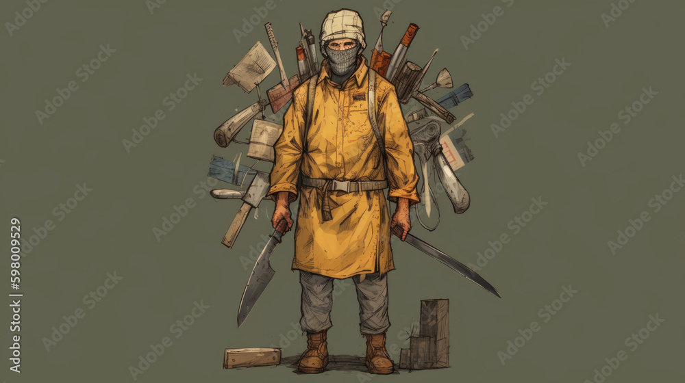 female mannequin dressed in a jacket, a serial killer wearing