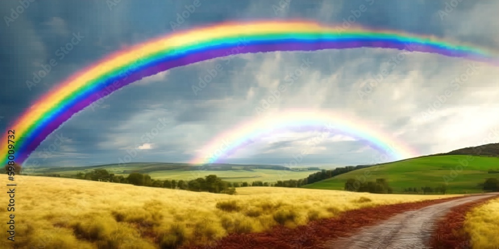 Obraz premium rainbow over field Ai generative