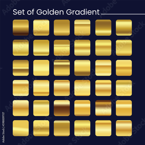vector set of golden gradient color pallets
