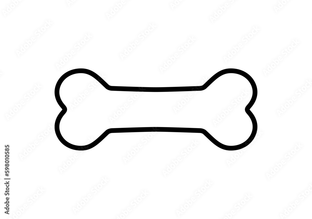 Bone for dog. Icon symbol pet. Bones shape black color isolated on white background. Puppy food. Silhouette nutrition dogs. Simple flat canine feed for design print. Cute outline. Vector illustration Bone for dog. Icon symbol pet. Bones shape black color isolated on white background. Puppy food. Silhouette nutrition dogs. Simple flat canine feed for design print. Cute outline. Vector illustration
