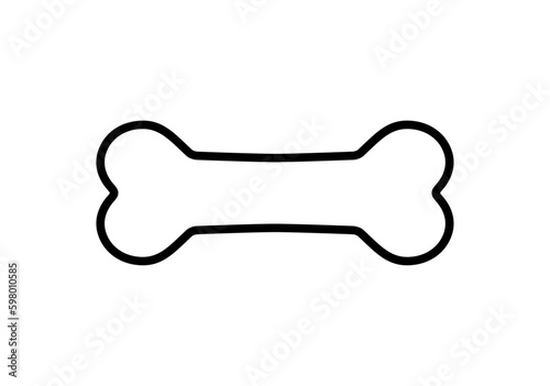 Bone for dog. Icon symbol pet. Bones shape black color isolated on white background. Puppy food. Silhouette nutrition dogs. Simple flat canine feed for design print. Cute outline. Vector illustration