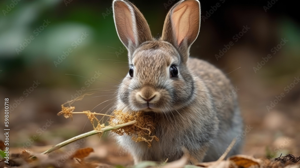 Fototapeta premium rabbit in the grass, cute rabbit on a garden, generative ai