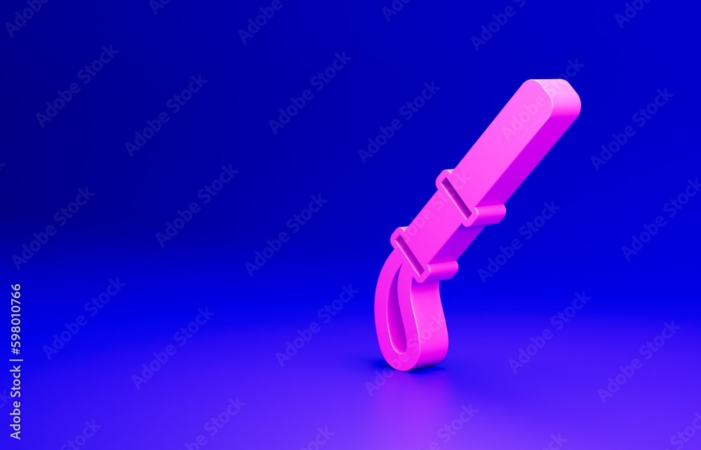 Pink Police rubber baton icon isolated on blue background. Rubber truncheon. Police Bat. Police equipment. Minimalism concept. 3D render illustration Pink Police rubber baton icon isolated on blue background. Rubber truncheon. Police Bat. Police equipment. Minimalism concept. 3D render illustration