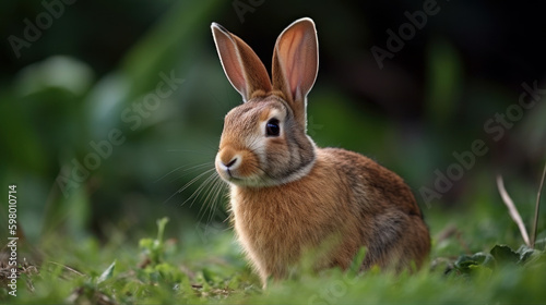 rabbit in the grass, cute rabbit on a garden, generative ai © TheGoldTiger