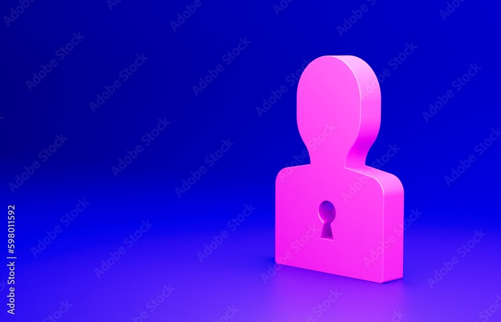 Pink Solution to the problem in psychology icon isolated on blue background. Key. Therapy for mental health. Minimalism concept. 3D render illustration Pink Solution to the problem in psychology icon isolated on blue background. Key. Therapy for mental health. Minimalism concept. 3D render illustration