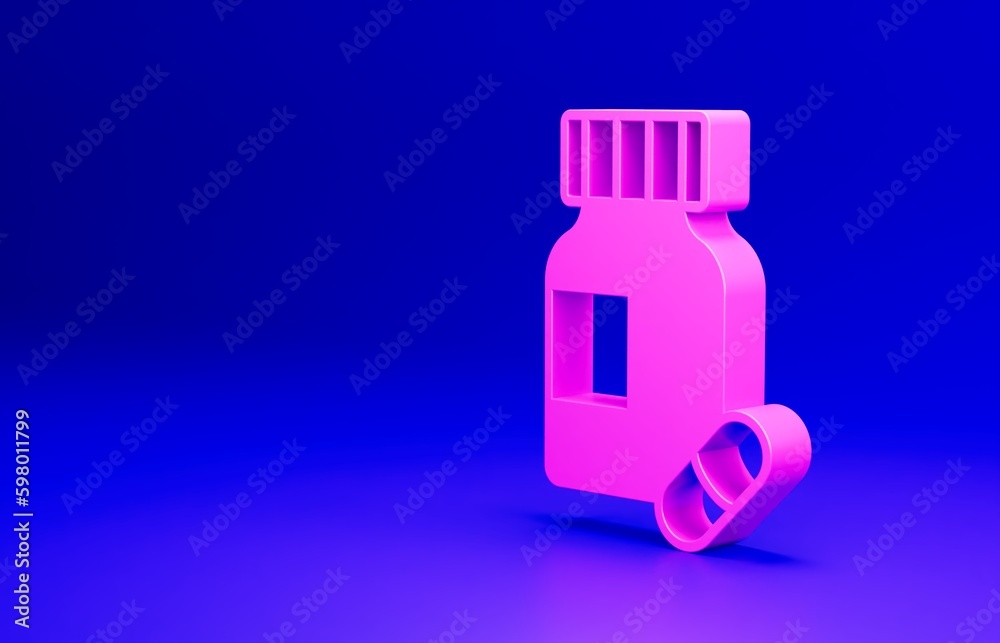 Pink Sedative pills icon isolated on blue background. Minimalism concept. 3D render illustration Pink Sedative pills icon isolated on blue background. Minimalism concept. 3D render illustration