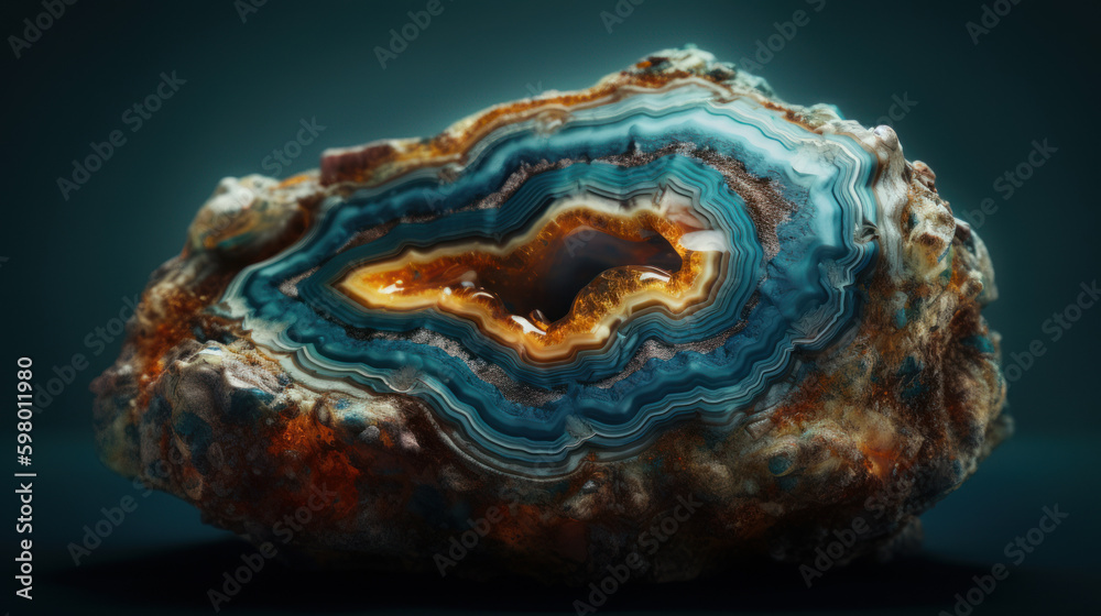 Agate geode style art in natural colors, generative ai