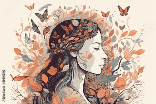 A peaceful and serene image representing the concept of mindfulness and slow living, promoting relaxation, balance, and self-awareness. Ai generated.