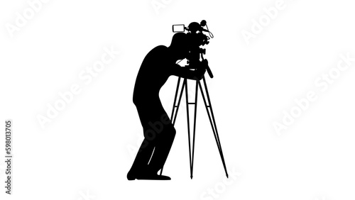 TV operator with camera on a tripod