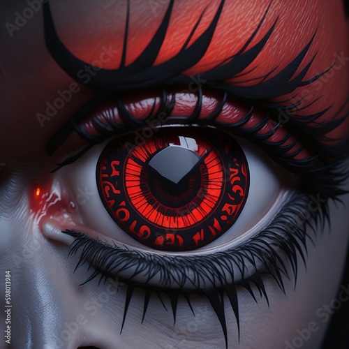 Devil's red eye with black dots