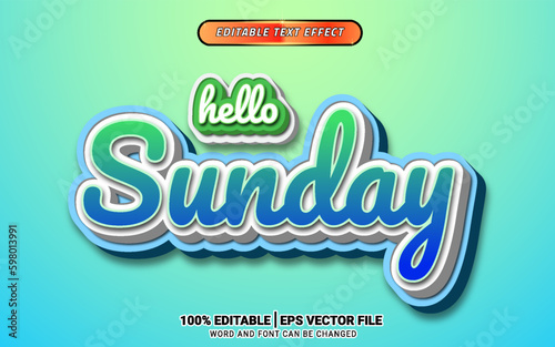 hello sunday summer vibes 3d text effect editable template design