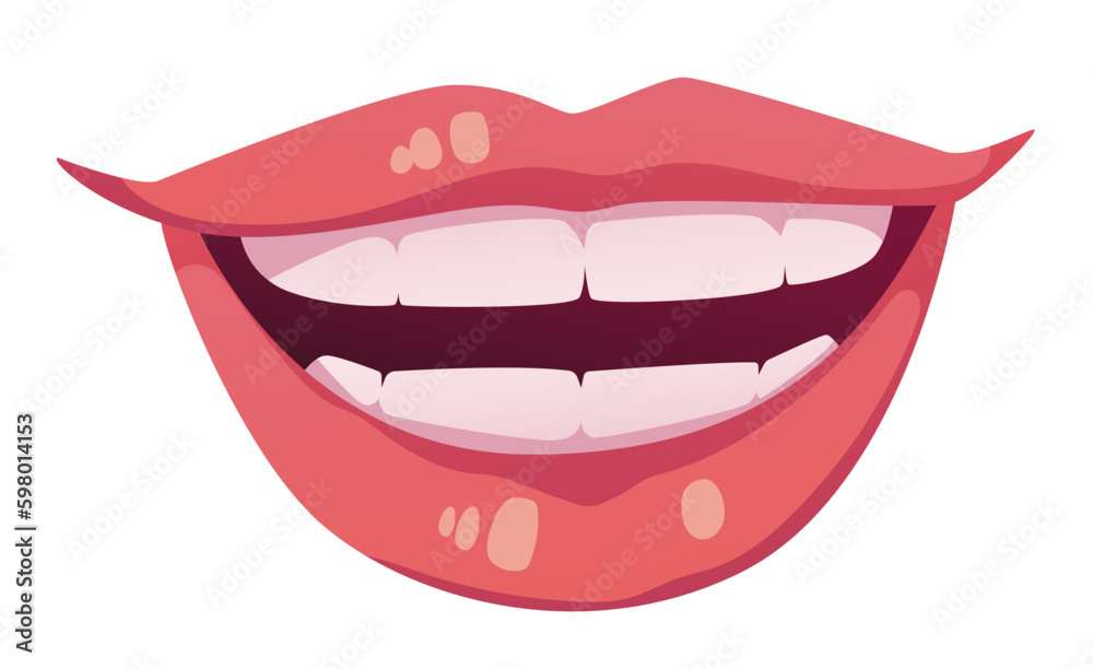 Smile woman mouth lips isolated on white background. Vector graphic design illustration element Smile woman mouth lips isolated on white background. Vector graphic design illustration element