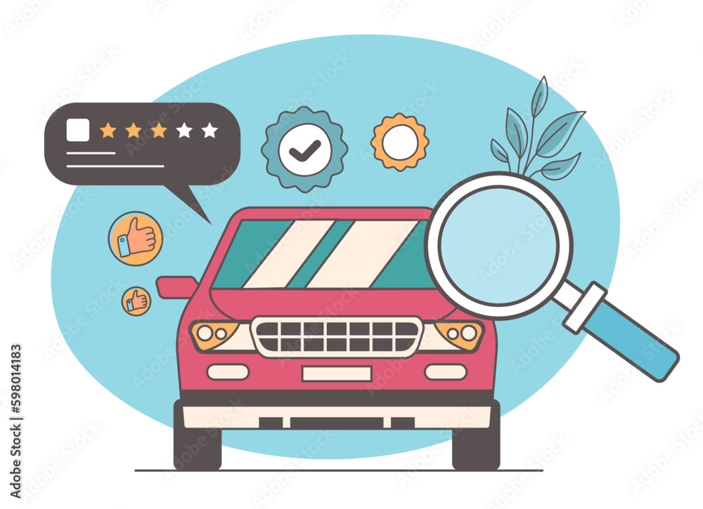 Naklejka premium Car automobile rating feedback service app concept. Vector graphic design illustration 
