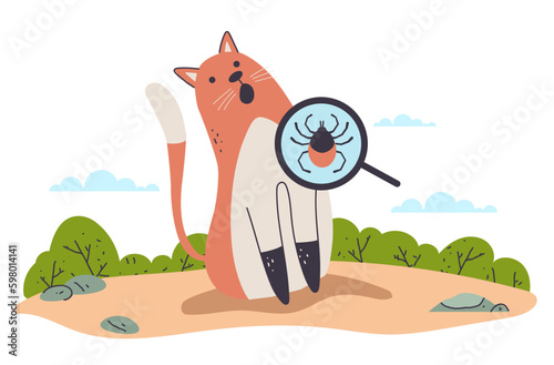 Animal pet dog cat tick attack season concept. Vector graphic design element illustration