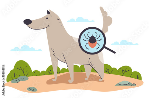 Animal pet dog cat tick attack season concept. Vector graphic design element illustration photo