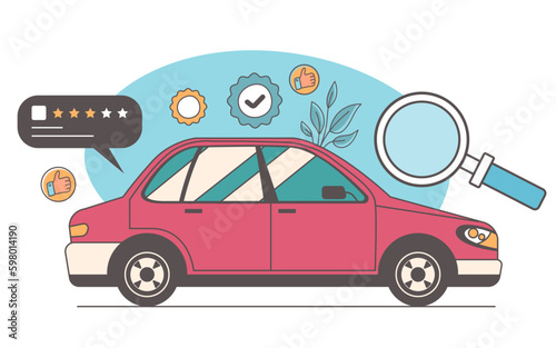 Car automobile rating feedback service app concept. Vector graphic design illustration
