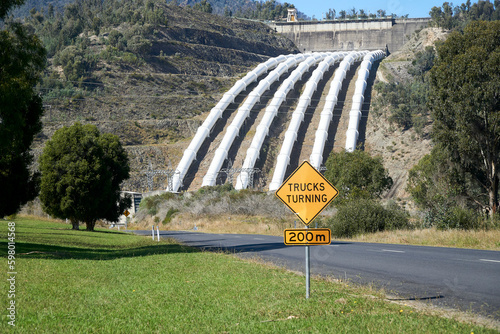 A view of the Six Water Pressure pipes for the production of Hydro Electric Power at Tumut 3 Power Station