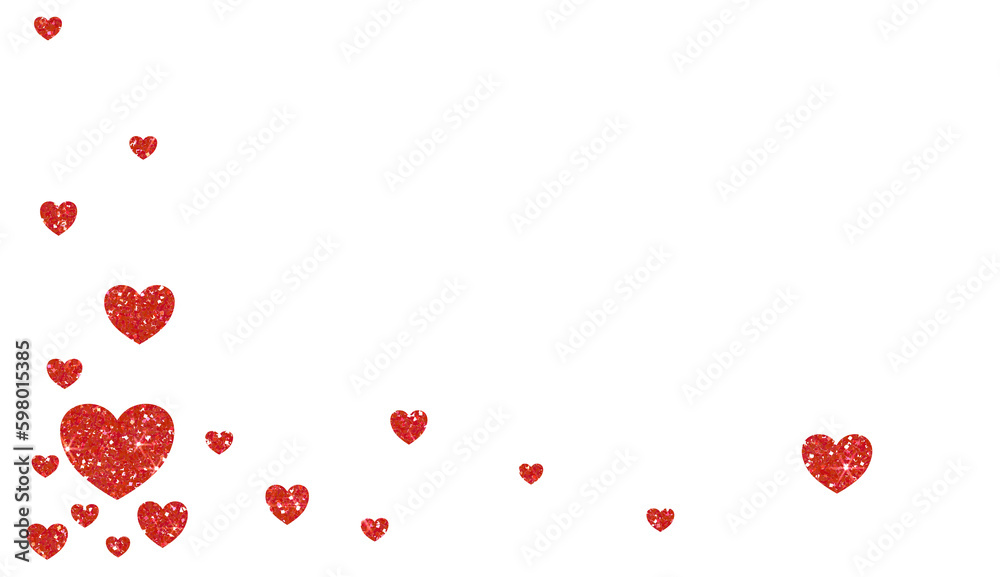 Abstract red glitter heart on transparent background. Design for decorating,background, wallpaper, illustration.

