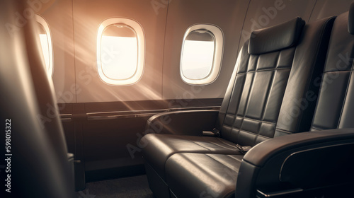 Interior of luxury plane, generative ai © TheGoldTiger