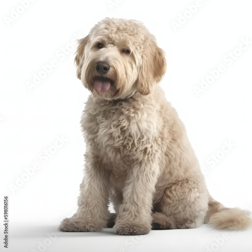 Goldendoodle breed dog isolated on white background
