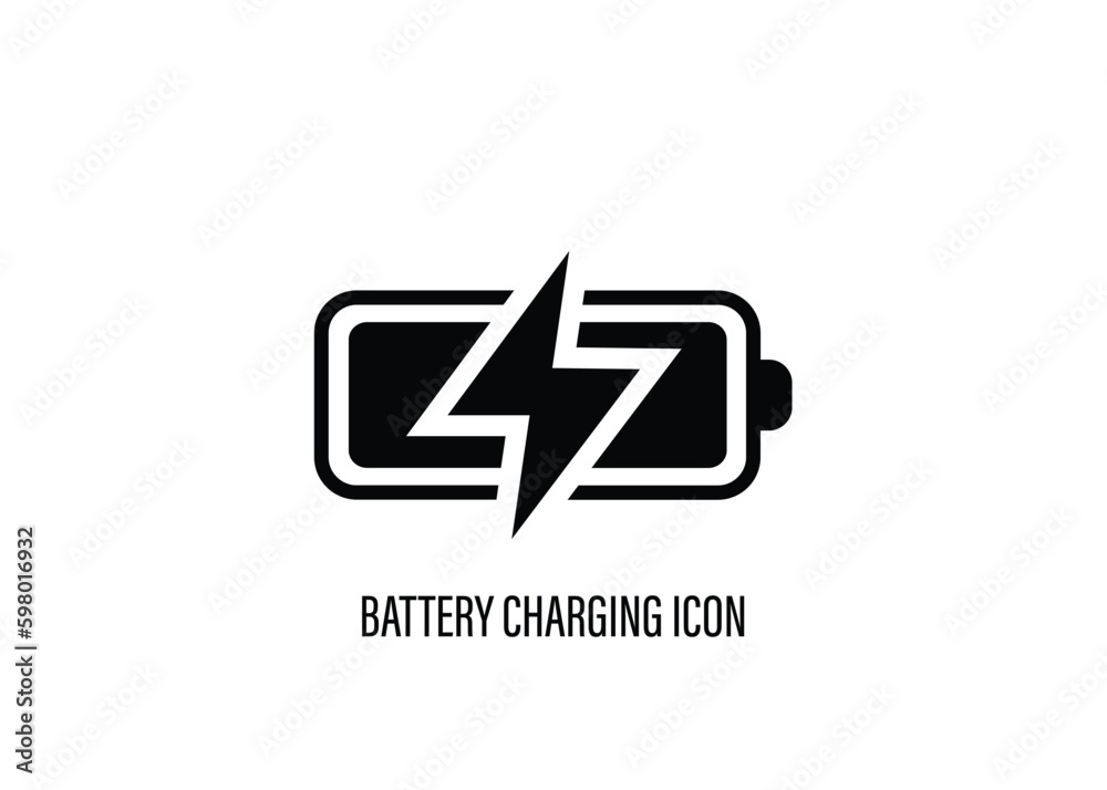 Battery Charging vector icon with power symbol. Battery Charging vector icon with power symbol.