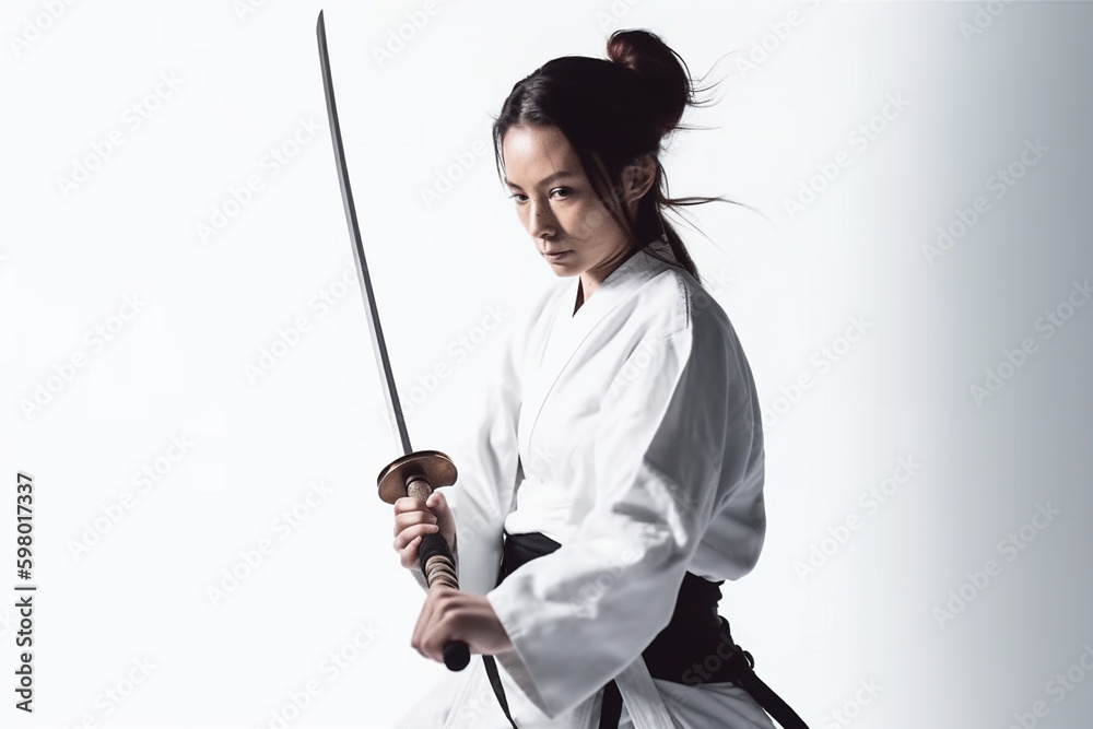 martial arts samurai with katana. Generative AI martial arts samurai with katana. Generative AI
