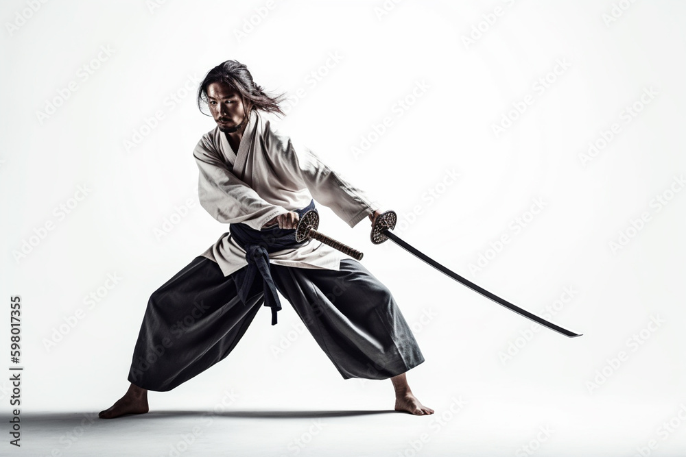 martial arts samurai with katana. Generative AI martial arts samurai with katana. Generative AI