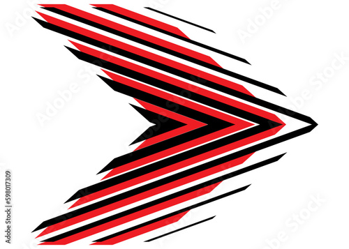 Striped vector arrow on a white background. Pointer, Design element. Navigation. Modern
 pattern. Trendy striped vector background