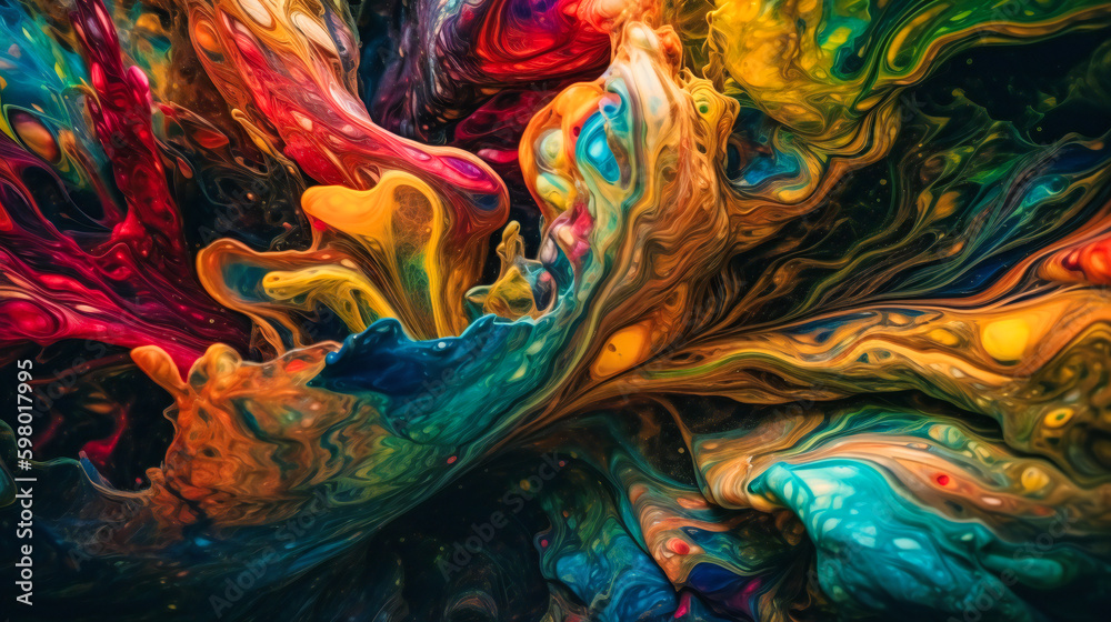 Dynamic Swirls of Abstract Color Paint, A Captivating Visual Experience