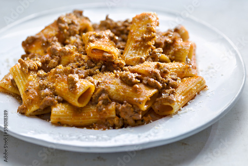 rigatoni bolognese pasta comfort food photo