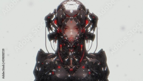 Retro Anime Cyborg woman black