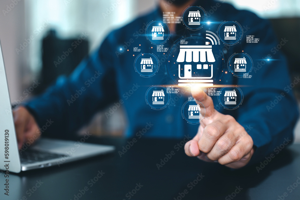 Franchise business e-commerce online e-marketplace or digital marketing branch expansion for growth or use technology to analyze product consumer data website management plan for sale service concept. Franchise business e-commerce online e-marketplace or digital marketing branch expansion for growth or use technology to analyze product consumer data website management plan for sale service concept.
