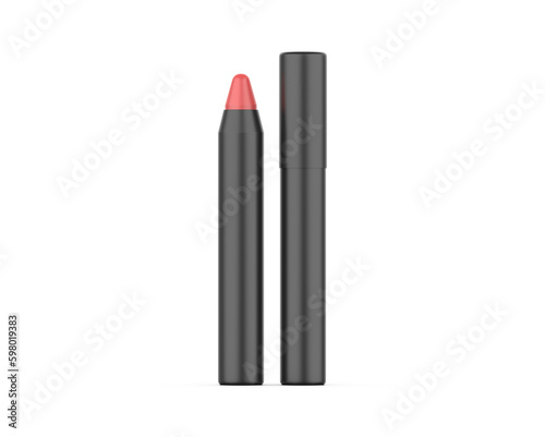 Black lip color crayon for branding and mockup template  3d render illustration.