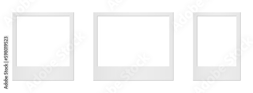 Empty white photo frame. Set realistic photo card frame mockup - vector for stock photo