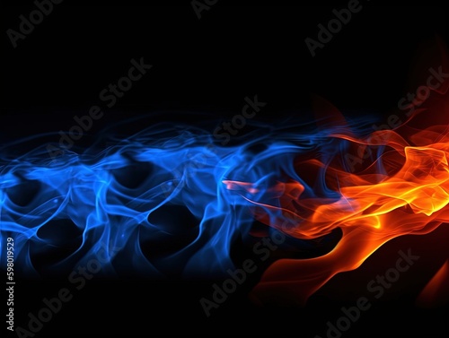 fires of blue and yellow against a black background, in the style of dark white and light red, dark purple and orange, mythological references, ai generated,