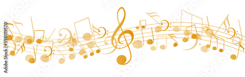 Music notes wave isolated, group musical notes abstract background – for stock