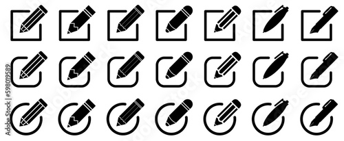 Pencil icon note edit document, sign up, set edit icons - stock vector