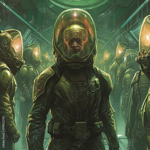 alien in the space, drawn, illsutration, astronaut