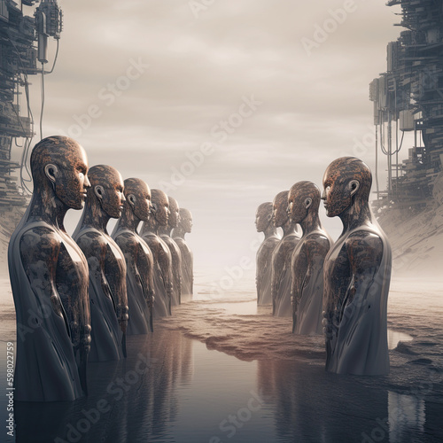 AI, robots, cyborgs, apocalypse, city