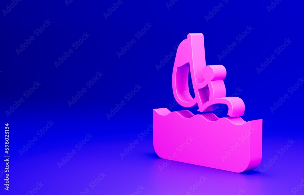 Pink Windsurfing icon isolated on blue background. Minimalism concept. 3D render illustration Pink Windsurfing icon isolated on blue background. Minimalism concept. 3D render illustration